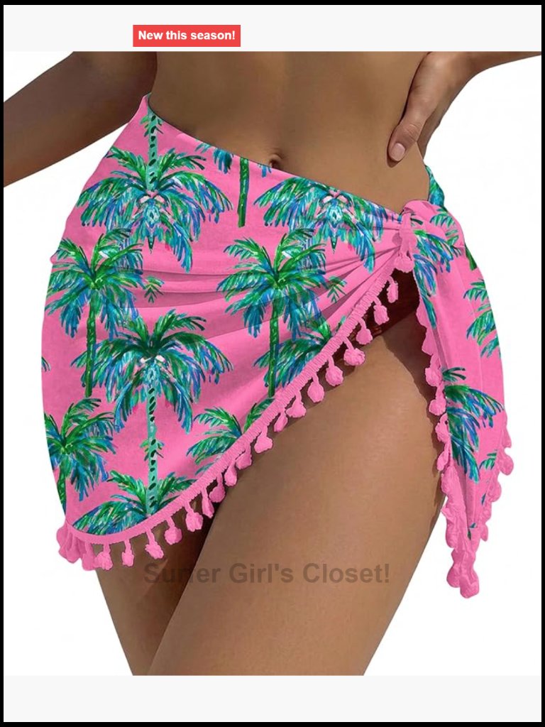 Women's Sarong Wrap Swimsuit Coverup With Tassels Beach Bikini Short Wrap Skirt
